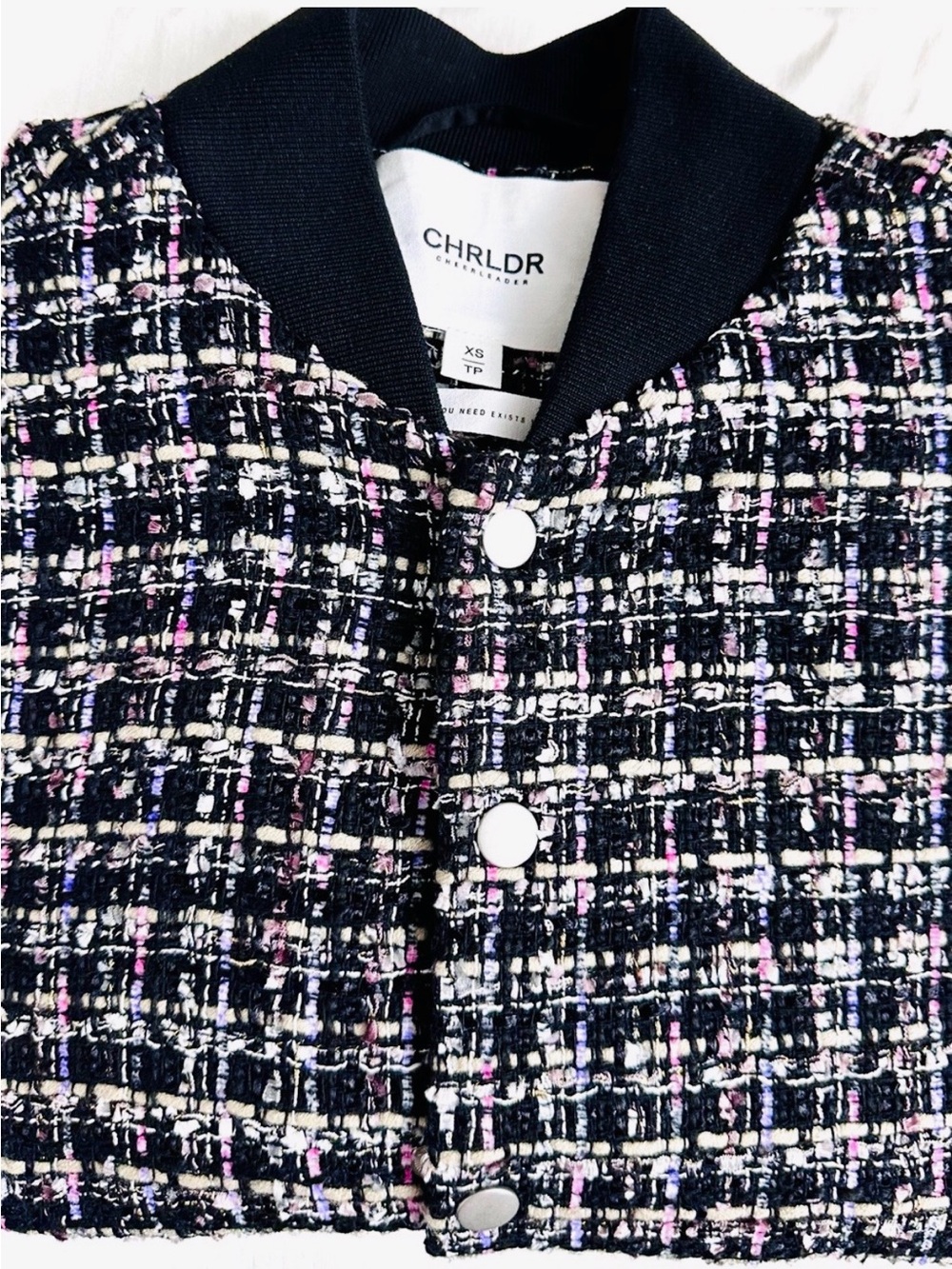CHRLDR tweed boucle varsity jacket